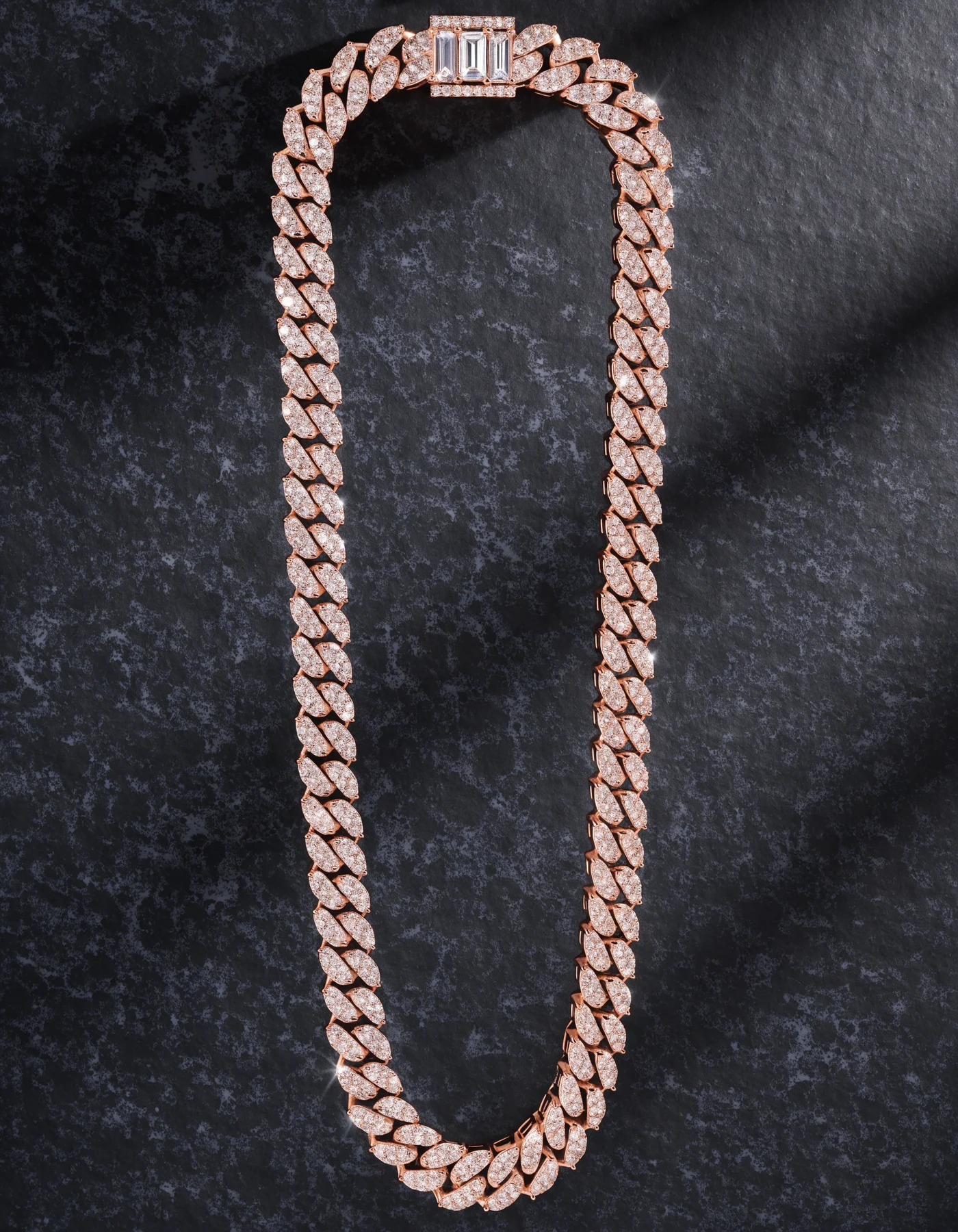 Fully stone-set rose-gold-tone Miami Cuban link chain