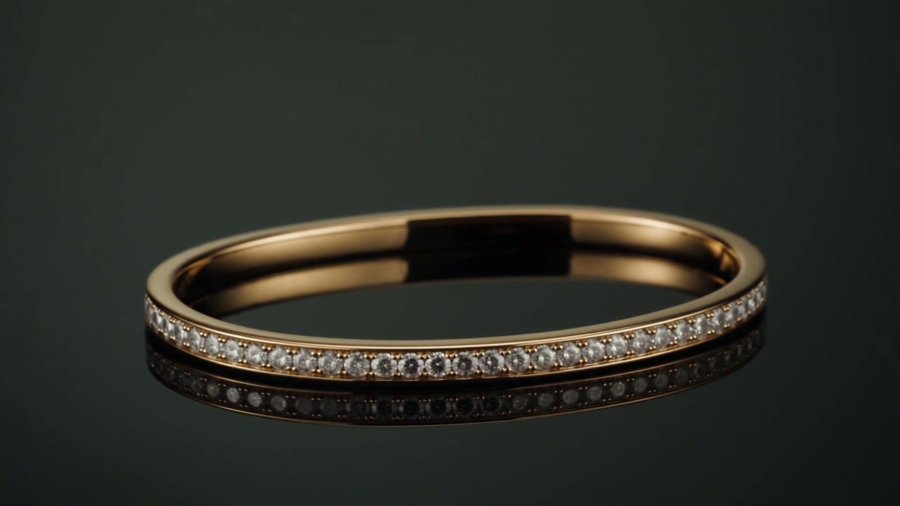 Diamond-set gold bracelet in a dark atelier study